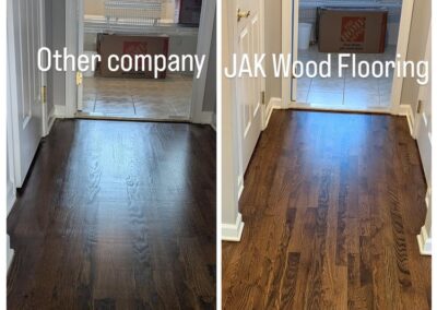 Image showing the difference between other company's wood floors as opposed to JAK