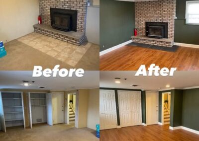 Image in four showing the before and after floor by JAK