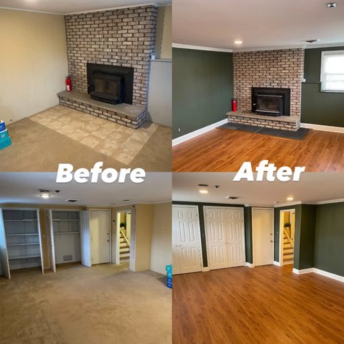 Image in four showing the before and after floor by JAK